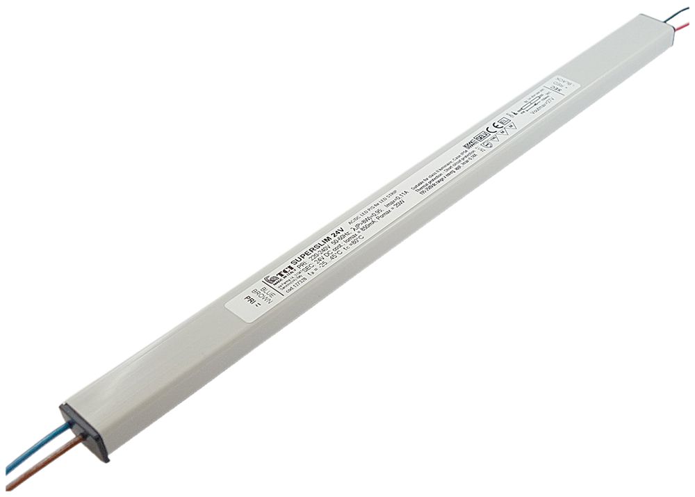 Convertitore LED TCI SUPERSLIM 20, 20W, 24V, 299×20×13mm, IP54