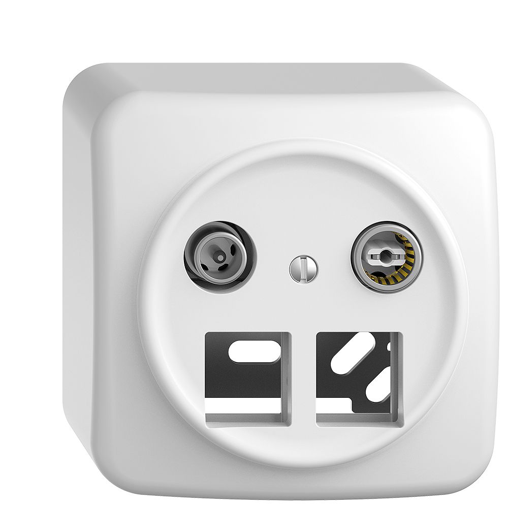 Prise multimédia 19dB AP Sdue, prise d.passage, p.2×RJ45 Keystone, bc