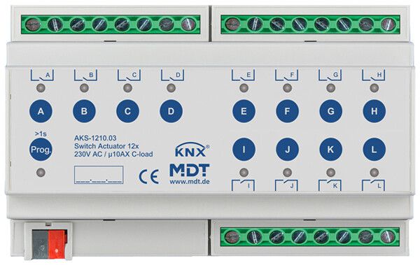 Attuatore-commutatore KNX AMD MDT AKS-1210.03 12-can 10A 230VAC 8UM