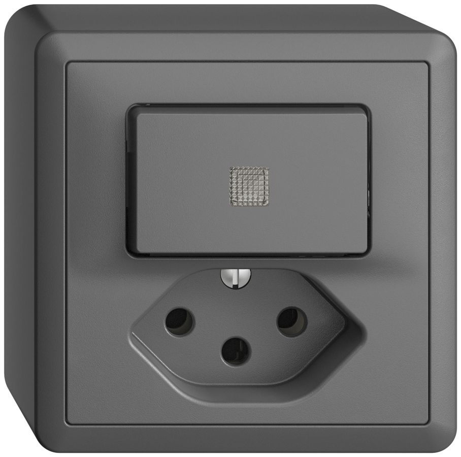 AP-Leuchtkombination 3/1L+T13 dunkelgrau LS EDIZIOdue mit Linse, LED gelb