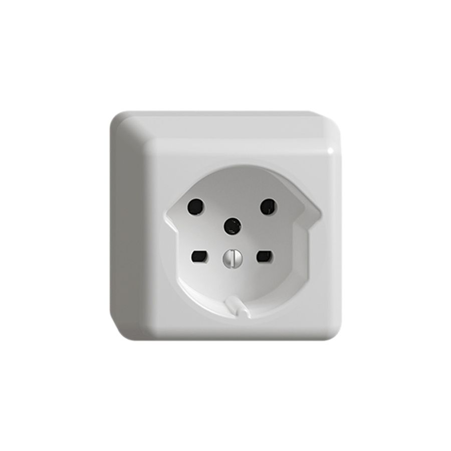 Prise AP FH T15 blanc, avec bornes enf.