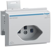 Prise INC Hager type 23 pour montage DIN avec bornes enfichables gris