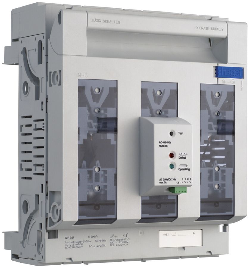 Coupe-circuit HPC weber.silas DIN3 690VAC 630A cavalier p.70mm ht/bs cont.fusib.