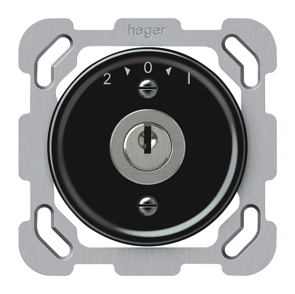 Poussoir pivotant ENC origin avec cylindre 1P 2>0<1 10A 230V 77×77mm noir