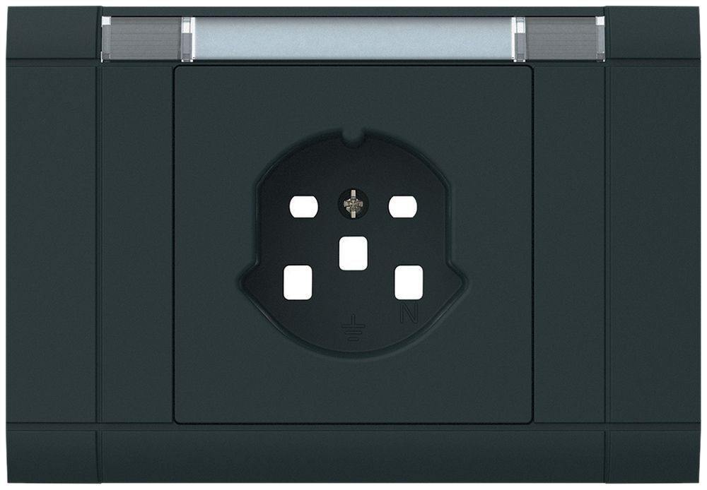 EB-Frontset kallysto, für EB-Steckdose 1×T25, mit Bezeichnungsträger, schwarz