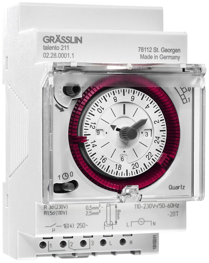 Interrupteur horaire AMD talento 211 1-0-Timer plombable avec bornes enfichables