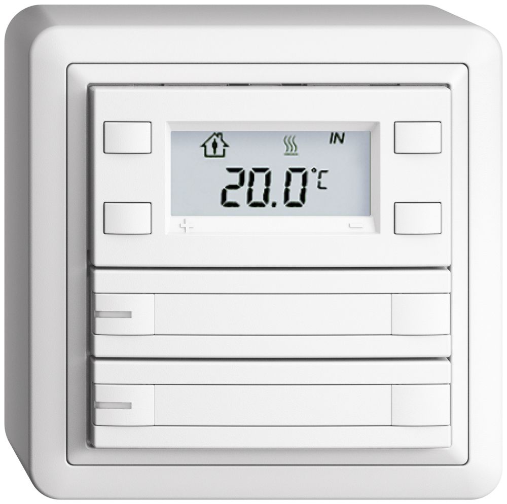 Poussoir RTH AP KNX 2× EDIZIOdue FX blanc, avec pap.+LED RGB