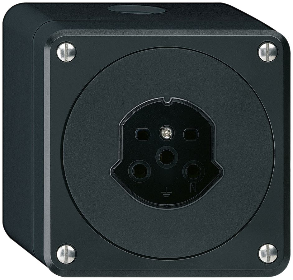 Prise AP HA robusto type 15 avec bornes enfichables noir