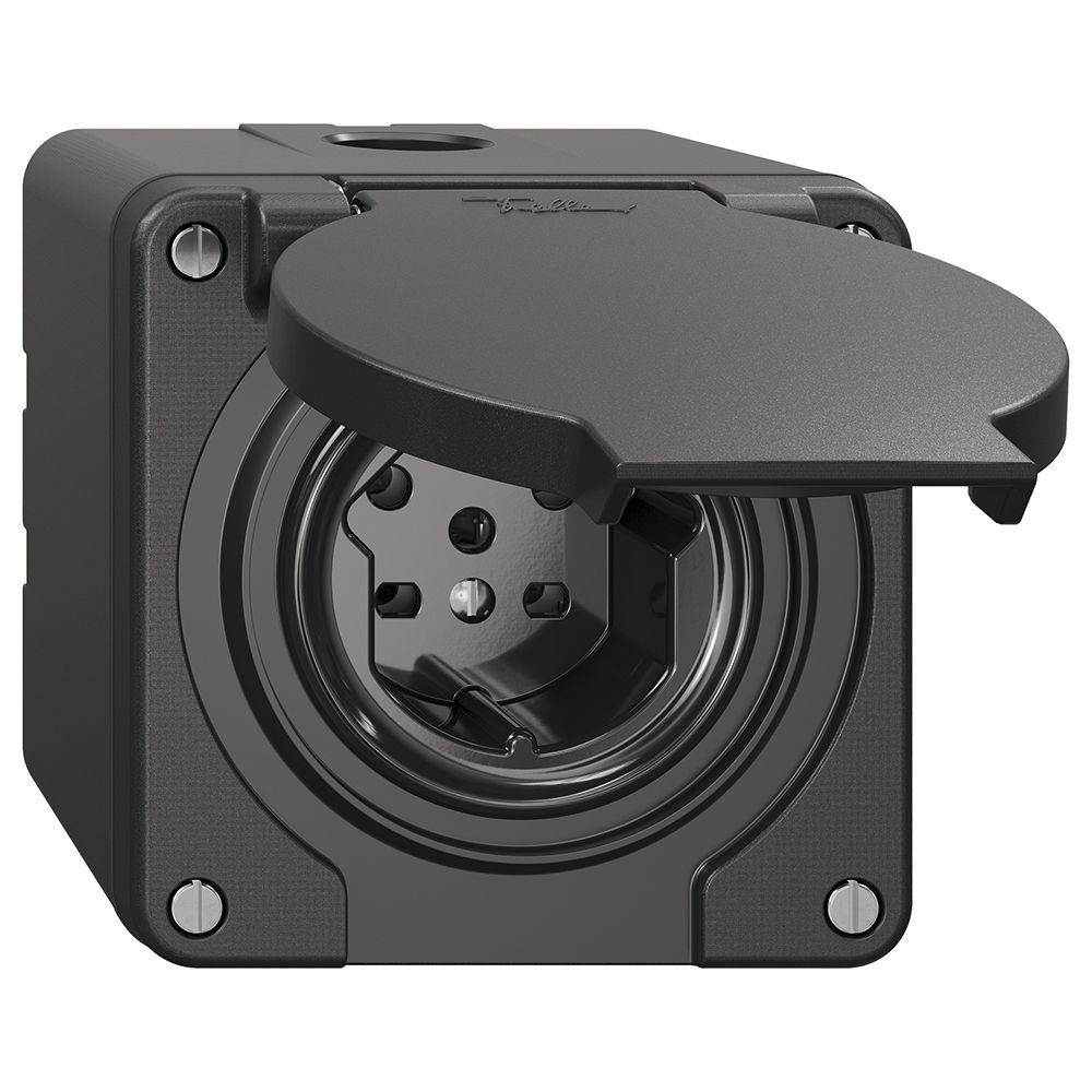 NAP-Steckdose NEVO, 1×T15, IP21, schwarz