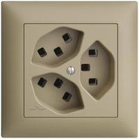 UP-Steckdose 3×T23 Feller EDIZIOdue FMI, 1×getrennt, Steckklemmen, sand