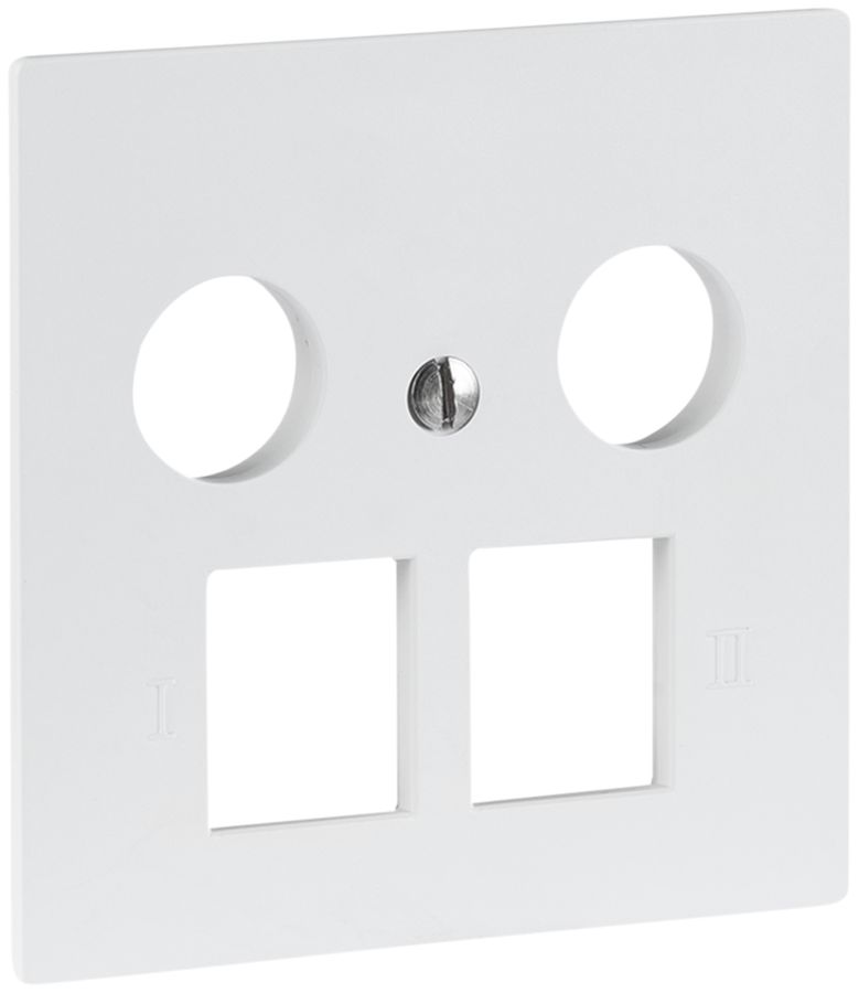 Frontplatte R&M MM 2×RJ45 2×Koax 60×60mm weiss
