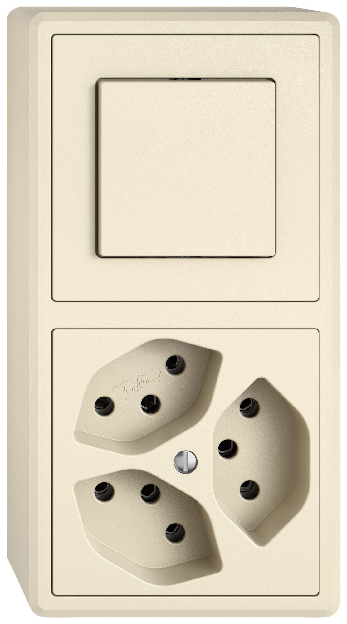 Combinazione AP EDIZIO.liv SNAPFIX® 2×1 140×74mm schema 3/1L+3×T13 crema