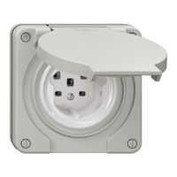 NUP-Steckdose NEVO, 1×T25, IP21, lichtgrau