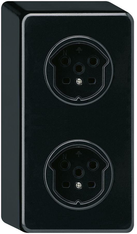 AP-Kombination 2×1 basico 2×Typ 15 mit Schraubklemmen schwarz