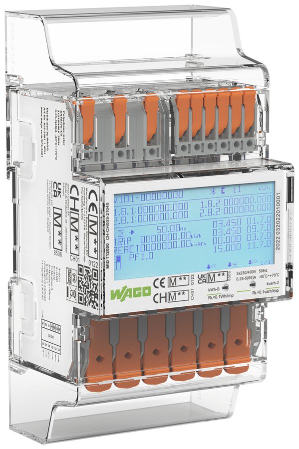 Compteur d'énergie WAGO 3×230/400V MID METAS Modbus M-Bus 4PU