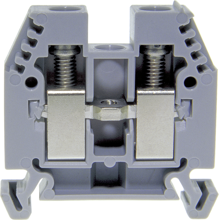 Borne de passage joignable Woertz Ex 6…16mm² 76A 1000V vis 2×1 rail DIN 35mm gr