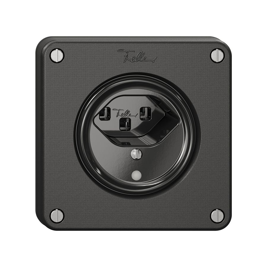 Steckdose NEVO, 1×T23, m.LED, schwarz