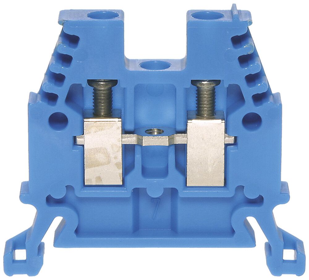 Borne de passage joignable Woertz Ex 4…10mm² 57A 1000V vis 2×1 rail DIN 35mm bl