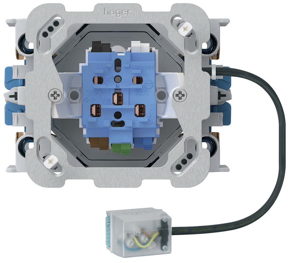 EB-Steckdose 1×T15/25 Hager Ecobus power mit EB-Dose G3