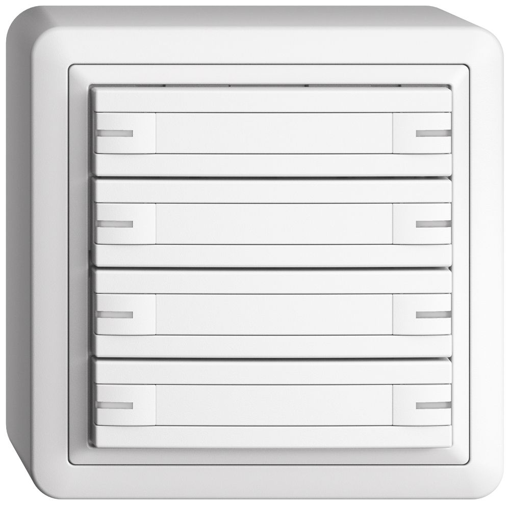 Poussoir AP KNX 8× EDIZIOdue blanc RGB avec LED avec insert papier