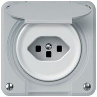 UP-Steckdose robusto 1×T23 16A 250V 86×86mm IP21 grau