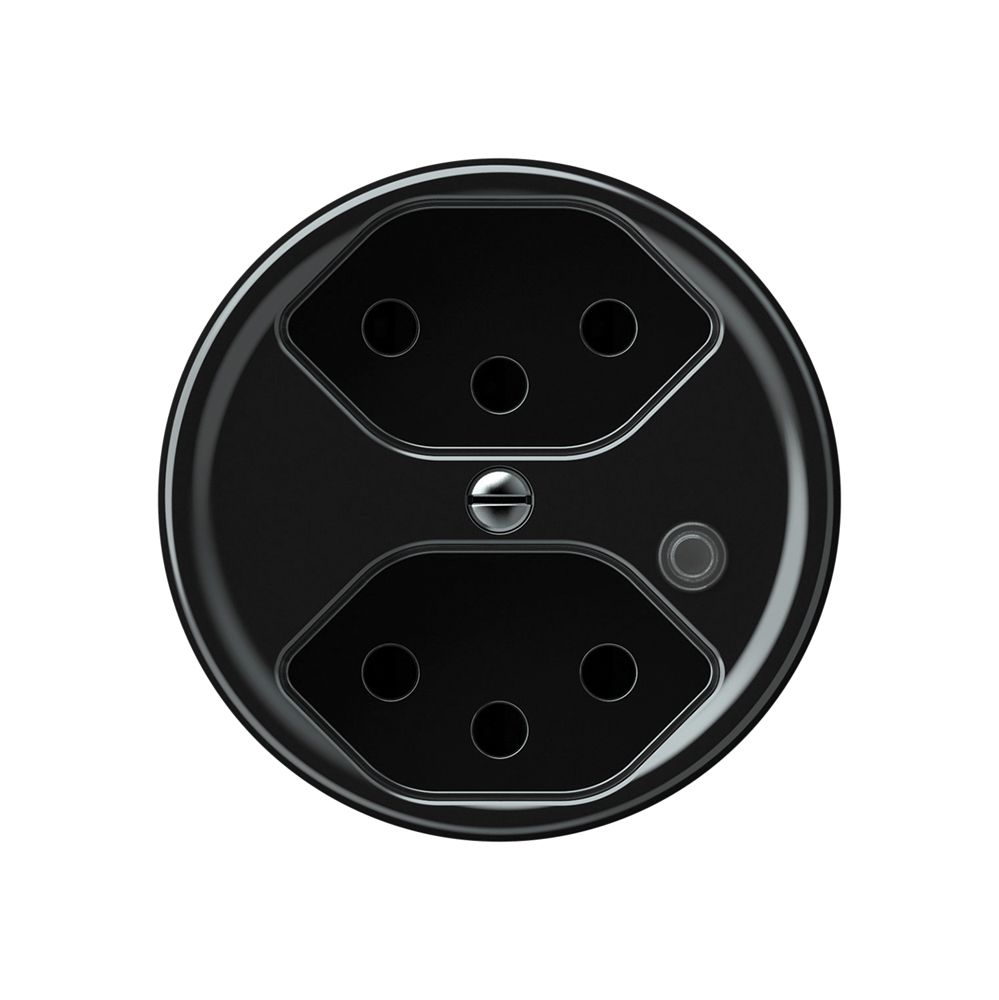 Steckdose origin 2×Typ 13 bel.grün 10A 230V 60×60mm schwarz