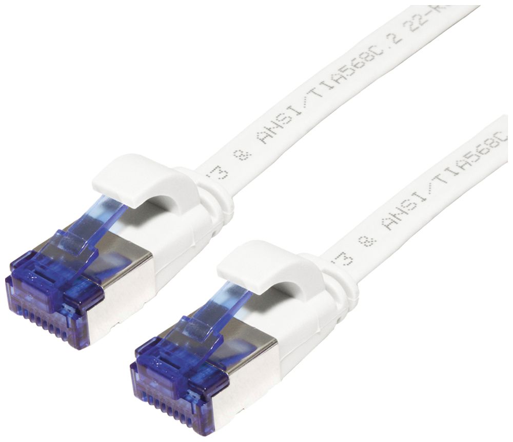 Patchkabel RJ45 VALUE Kat.6A U/FTP AWG32 PVC flach weiss 1m