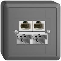 Presa AP SOHO 2×TT/2×RJ45/u sep.ITplus EDIZIOdue grigio scuro