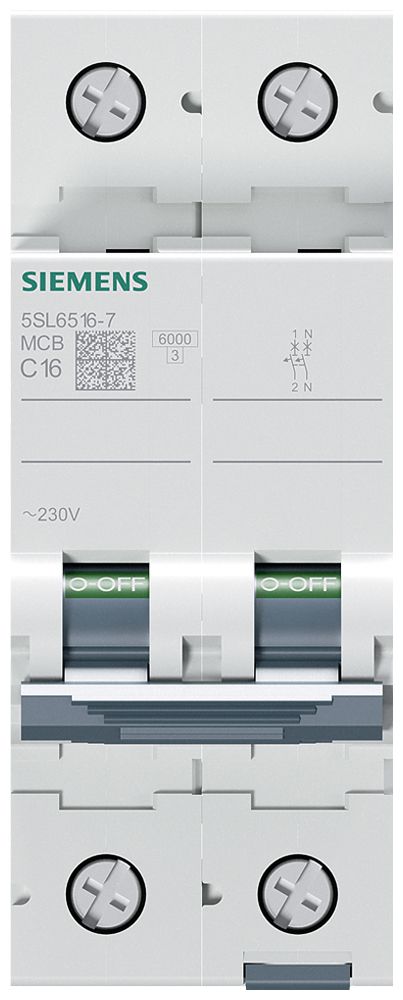 Leitungsschutzschalter Siemens SENTRON 5SL6 1LN 230V C 16A 6kA 2TE