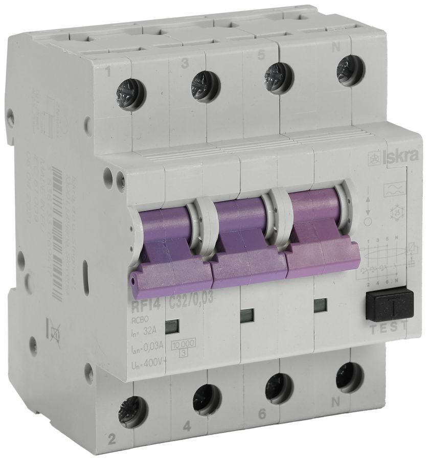 Disgiuntore differenziale ISKRA RFI4 4P caratteristica C 32A 0.03A tipo A 4UM