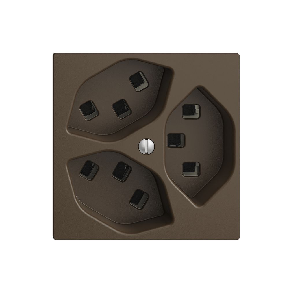 Steckdose EDIZIOdue 3×T23 coffee 16A, mit Steckklemmen