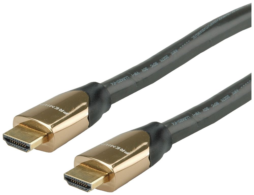 Câble HDMI ROLINE Premium 4K@60Hz (HDMI 2.0) HDR 3D ethernet noir 7.5m