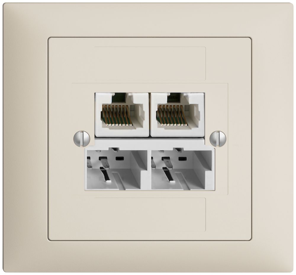 EB-Dose SOHO 2×TT/2×RJ45/u crema getr.ITplus EDIZIOdue