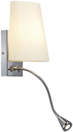 Wandleuchte SLV COUPA FLEXLED, G9 40W mit LED-Leselicht 1W, Glas satiniert chrom