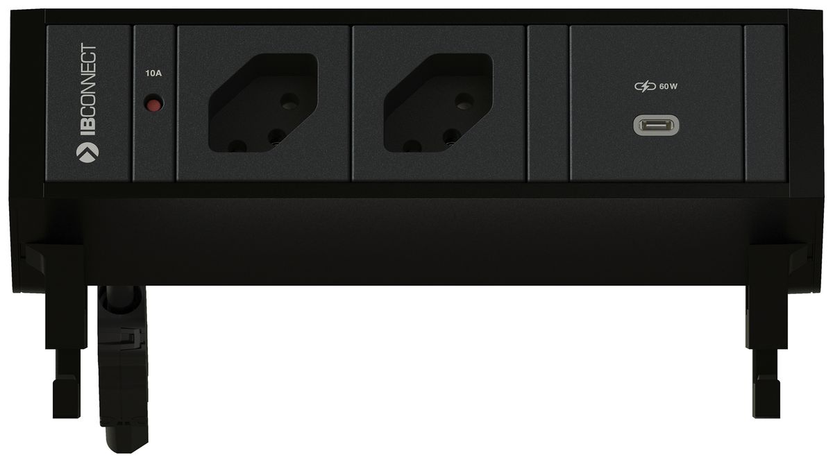 Prise multiple MH SUPRA 2×T13 1×USB-C 60W 0.3m noir