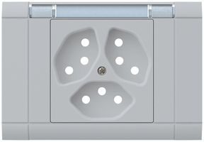 EB-Frontset kallysto, für EB-Steckdose 3×T13, mit Bezeichnungsträger, hellgrau