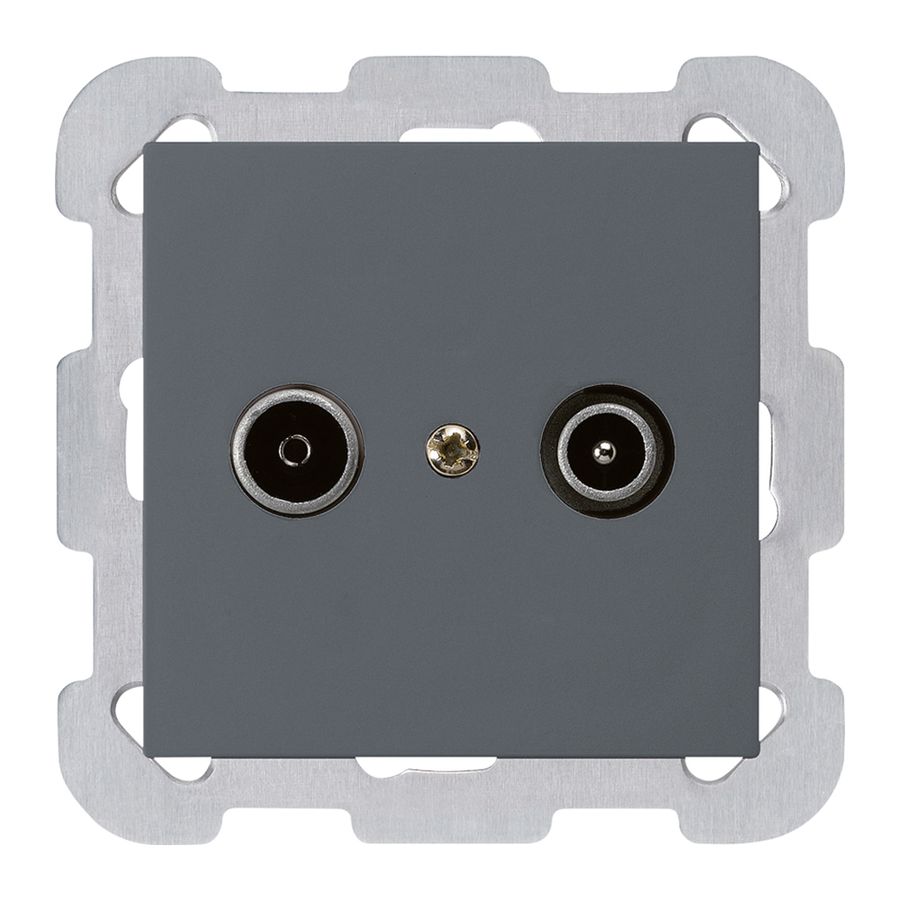 Prise de passage ENC kallysto R/TV 23dB anthracite avec plaque de fixation