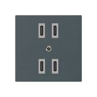 USB-Ladesteckdose Hager kallysto 2×C-C 2×20W oder 4×10W 5V 60×60mm anthrazit
