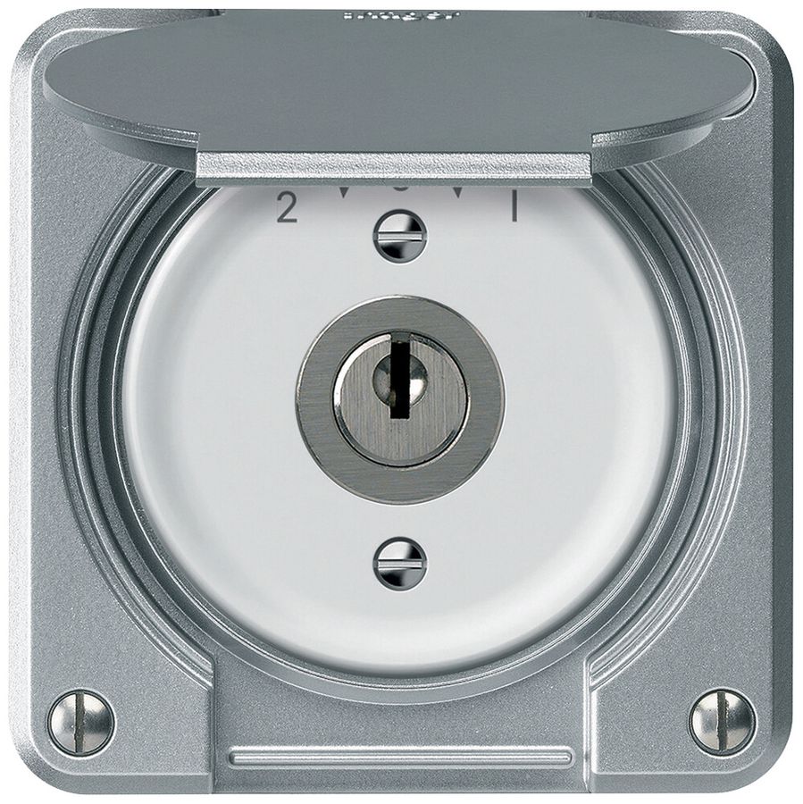 Contact pivotant à clé robusto 1P 2NO 2CO 20A 250V 86×86mm aluminium