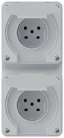 Combinazione INC robusto 2×1, 2×presa T15 IP55 grigio
