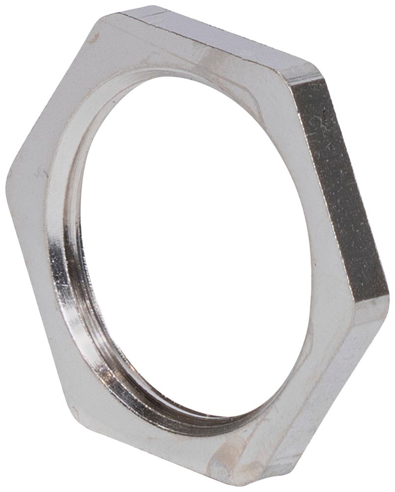 Gegenmutter 6-kant M20 Messing vernickelt