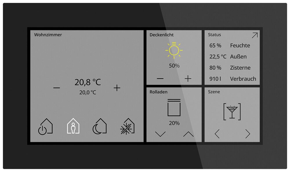 UP-Touchpanel KNX MDT BE-GTS06TS.01S 6" Glas schwarz
