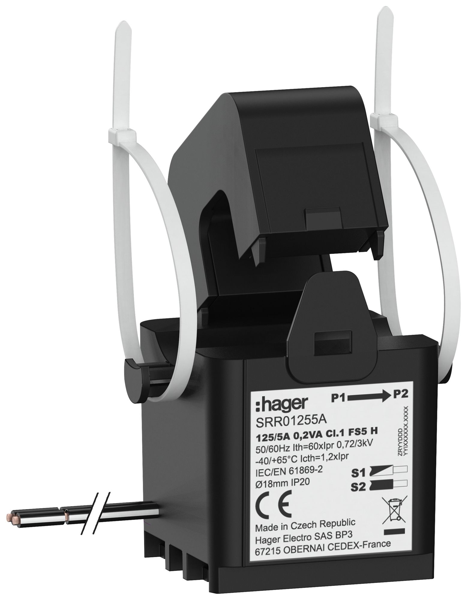 Convertitore di corrente Hager SRR01255A SC1 125A/5A classe 1