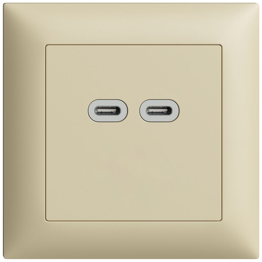 Prise ENC USB 18W 2×type C Feller EDIZIOdue FMI 230V 3600mA vanille