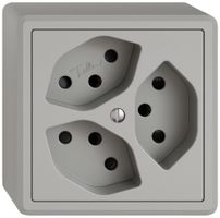 Presa AP EDIZIO.liv SNAPFIX® 3×T13 con shutter grc