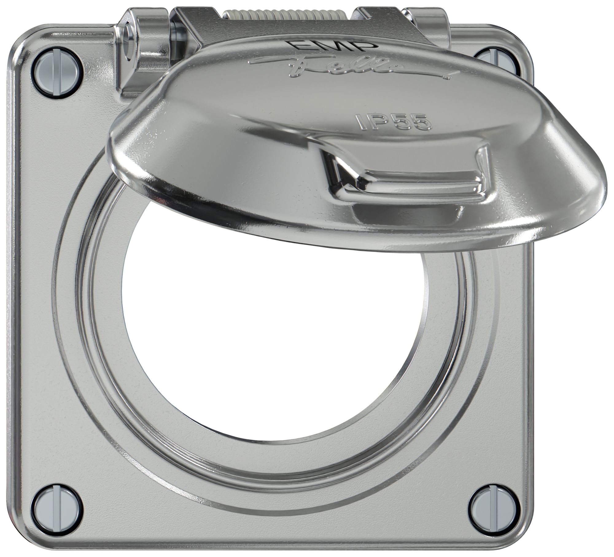 Oberteil ELEMENT SNAPFIX® mit Klappdeckel mit Bezeichnung EMP Ø53mm alu