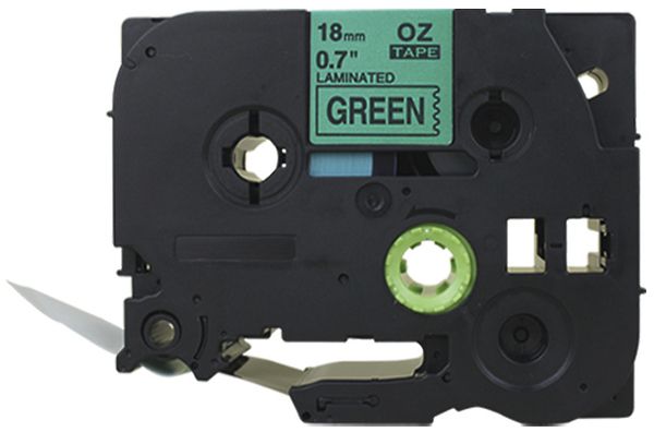 Cassette ruban compatible avec OZE-741, 18mm×8m, vert/noir