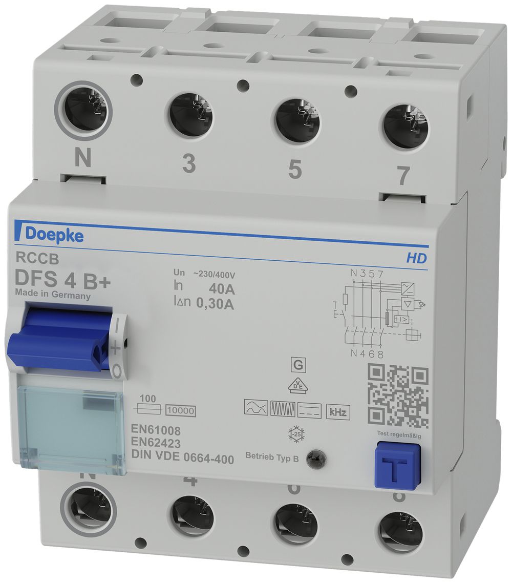 Fehlerstromschutzschalter Doepke DFS 4 B +, 40A, 300mA, 4L, N links