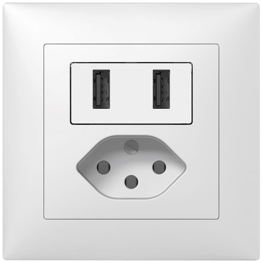 Prise de charge USB+T13 ENC SIDUS B 240V max.2400mA blanc