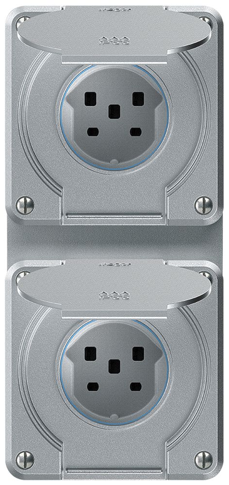Combinaison ENC robusto 2×1, 2×prise T25 IP55 aluminium